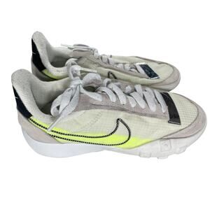 Nike Waffle Racer 2X Summit Shoes Womens Size 7 White & Neon Sneakers DC4467-100